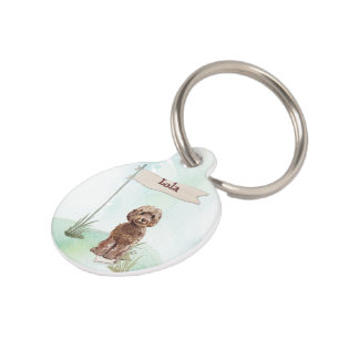 Custom Name Brown Cockapoo Pet Dog ID Tag