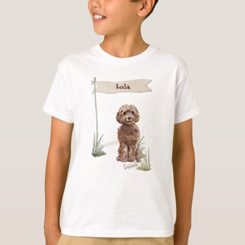 Custom Name Brown Cockapoo Pet Dog T_Shirt