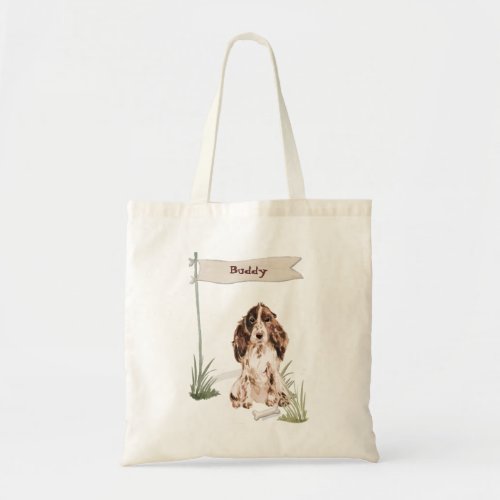 Custom Name Brown Cocker Spaniel Pet Dog Tote Bag