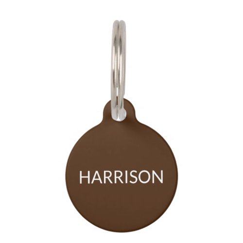Custom name brown contact Info simple dog cat Pet ID Tag