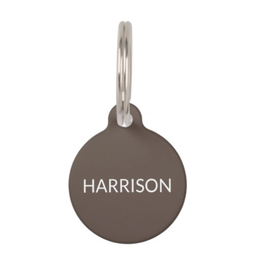 Custom name brown dog cat contact Info simple Pet ID Tag
