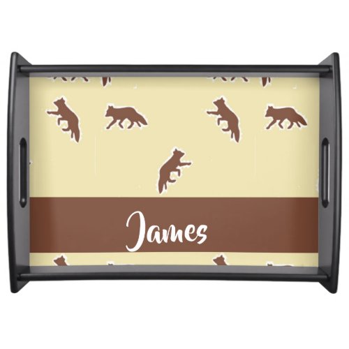 Custom name brown foxes serving tray