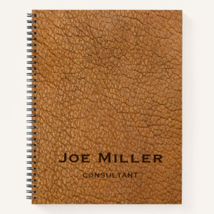 Custom name brown leather notebook