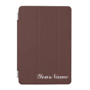Custom Name Brown Leather Print iPad Mini Cover