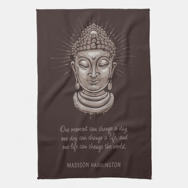 Custom Name Buddha Quote Kitchen Towel (Vertical)