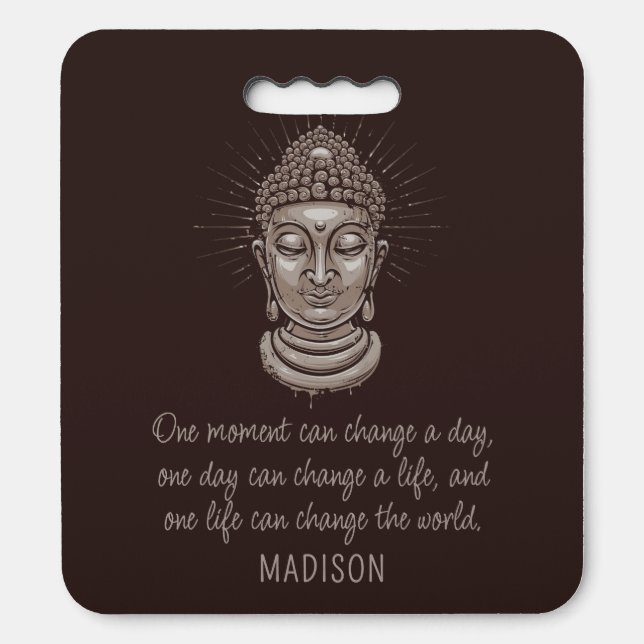 Custom Name Buddha Quote Seat Cushion (Front Vertical)