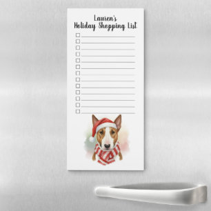 Custom Name Bull Terrier Holiday Shopping List Magnetic Notepad