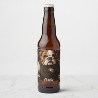 Custom Name Bulldog Bartender Beer Bottle Label