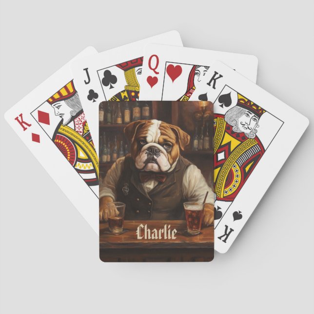 Custom Name Bulldog Bartender  Poker Cards (Back)