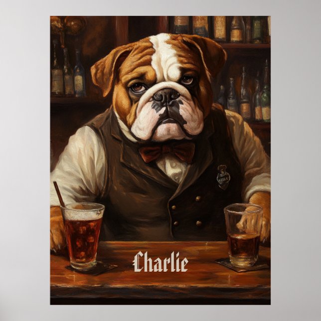 Custom Name Bulldog Bartender  Poster (Front)