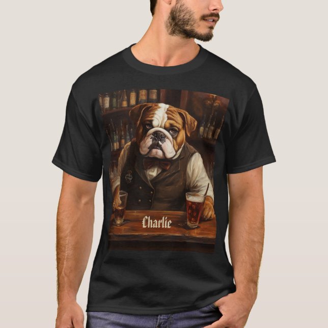 Custom Name Bulldog Bartender  T-Shirt (Front)