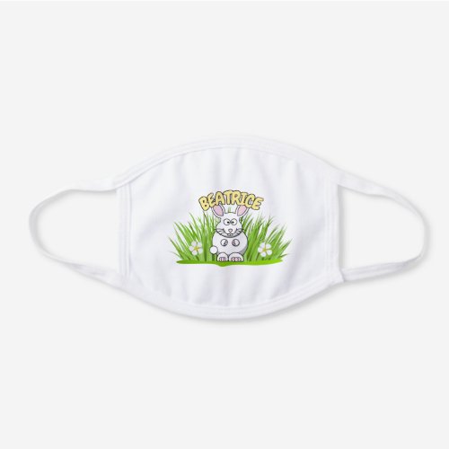 Custom Name Bunny Forest Modern Cartoon Animal White Cotton Face Mask