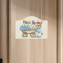 Custom Name Bunny with Blue Flowers