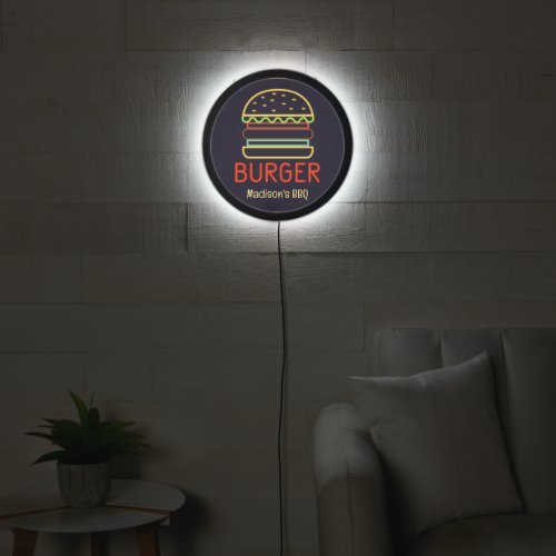 Custom name Burger  BBQ LED Sign