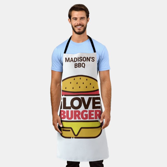 Custom name Burger Lover apron (Worn)