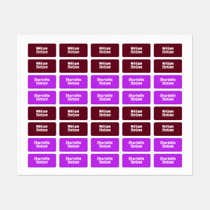 Custom Name Burgundy Purple Color Coded Clothing Kids' Labels