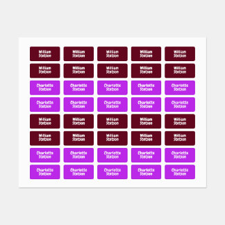 Custom Name Burgundy Purple Color Coded Clothing Kids' Labels