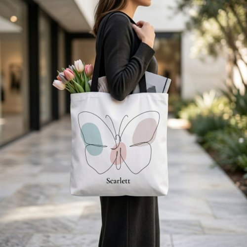 Custom Name Butterfly Tote Bag