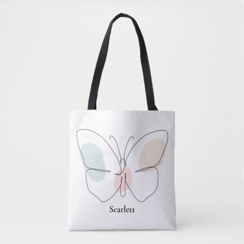 Custom Name Butterfly Tote Bag