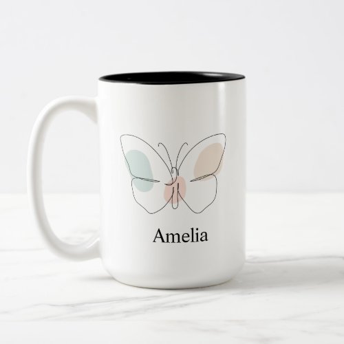 Custom Name Butterfly Two-Tone Coffee Mug