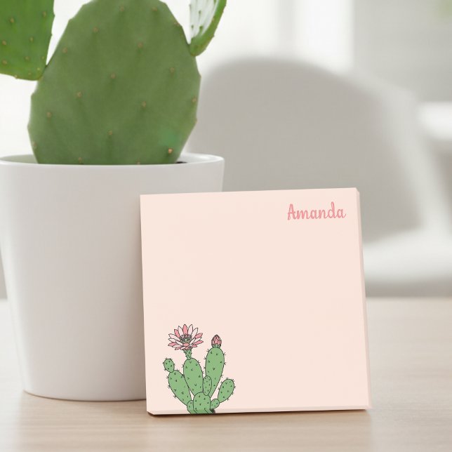 Custom Name Cactus Post-it Notes (🌵💚 Personalized cactus sticky notes – perfect for plant lovers!)