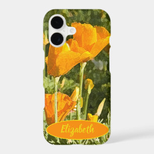 Custom Name California Poppy Flower Texture iPhone 17 Case