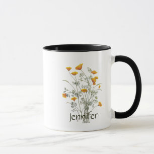Custom Name California Poppy Wild Flower Art Mug