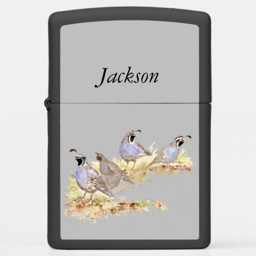 Custom Name California Quail Bird Nature Art Zippo Lighter