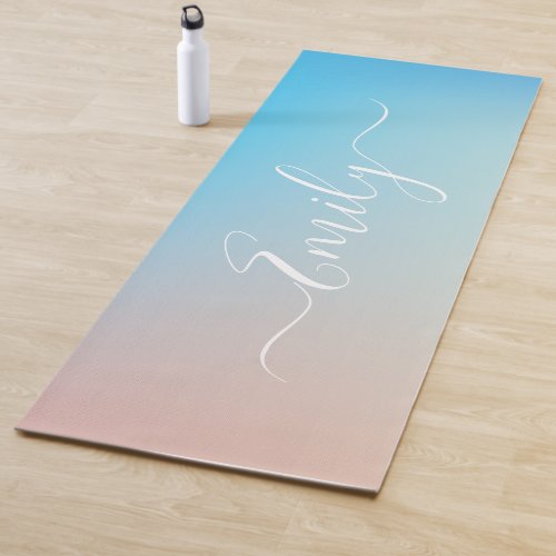 Custom Name Calligraphy Stylish Ombre Gradient Yoga Mat