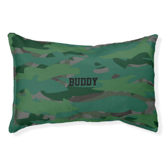 Custom Name, Camo Green Pet Dog Bed