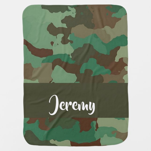 Custom  name camouflage pattern baby blanket (Front)