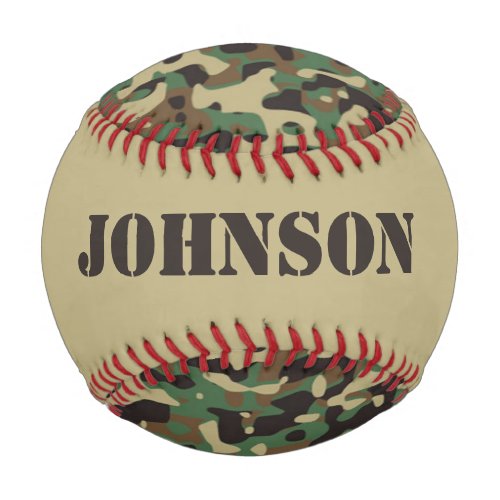 Custom name camouflage pattern baseball