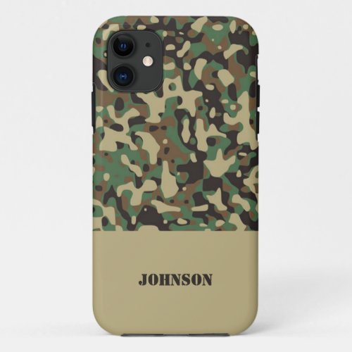 Custom name camouflage pattern iPhone 11 case