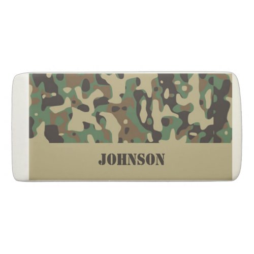 Custom name camouflage pattern eraser
