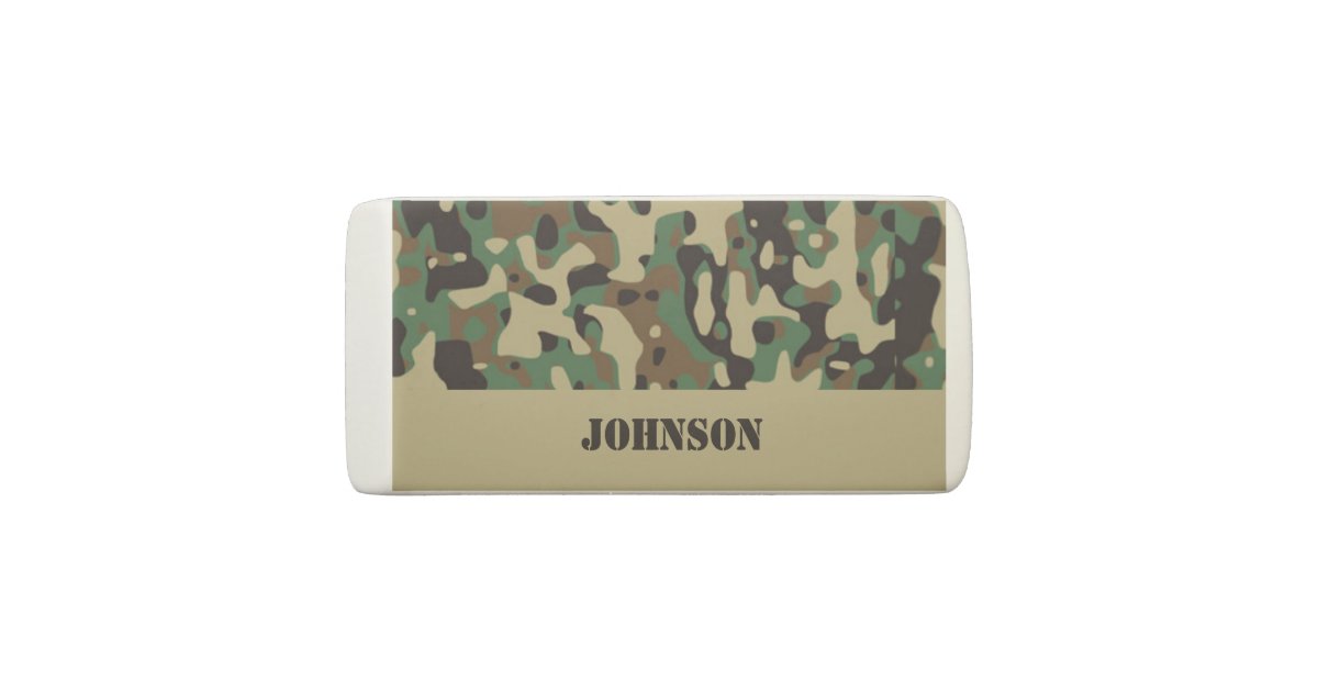 Custom name camouflage pattern eraser | Zazzle