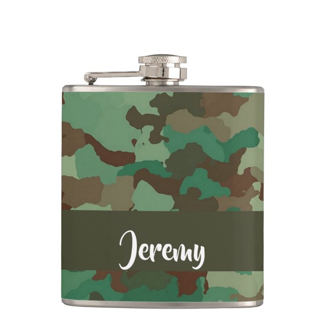 Custom  name camouflage pattern flask (Front)