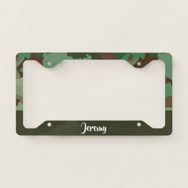 Custom  name camouflage pattern license plate frame (Front)
