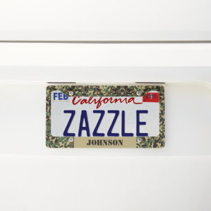 Custom name camouflage pattern license plate frame