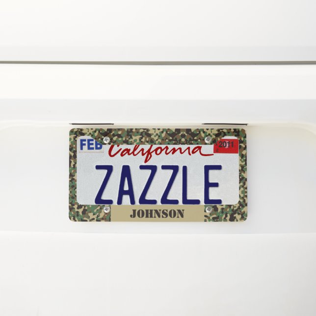 Custom name camouflage pattern license plate frame (On Car)
