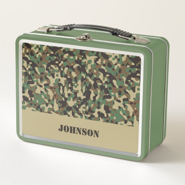 Custom name camouflage pattern metal lunch box (Front)