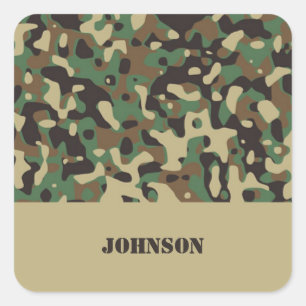 Custom name camouflage pattern square sticker