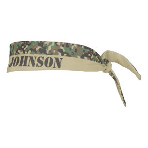 Custom name camouflage pattern tie headband