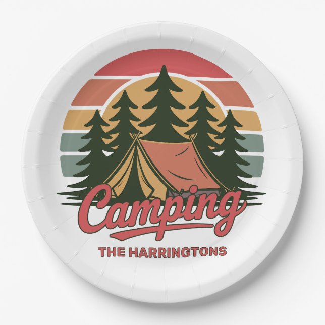 Custom Name Camping Paper Plates (Front)