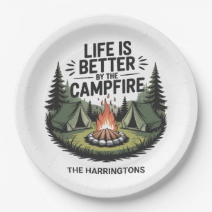 Custom Name Camping Paper Plates
