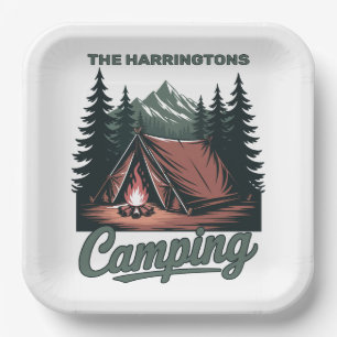 Custom Name Camping Paper Plates