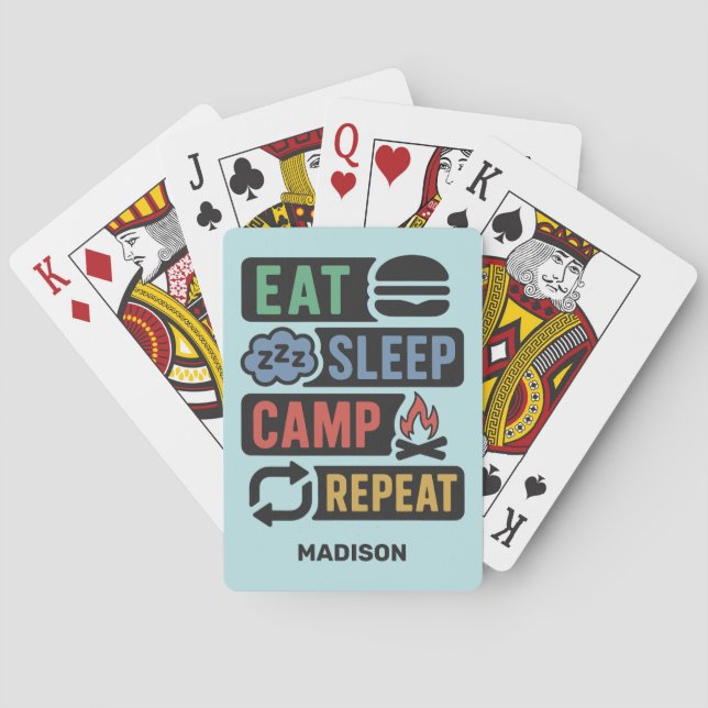 Custom Name Camping Poker Cards (Back)