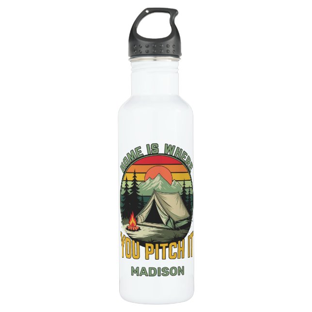 Custom Name Camping Stainless Steel Water Bottle (Front)