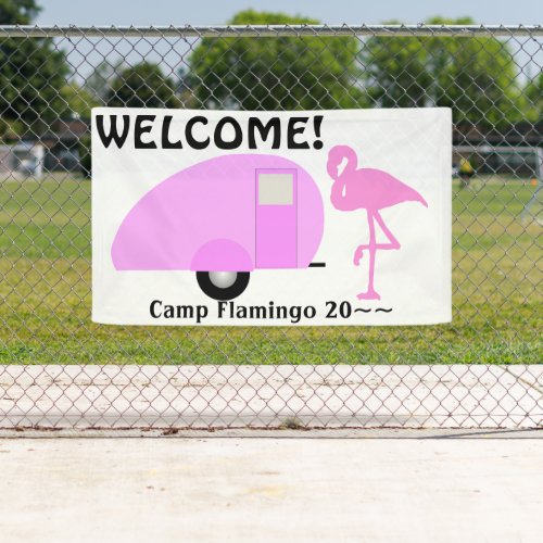 Custom Name Campsite RV Space Marker Flamingo Banner