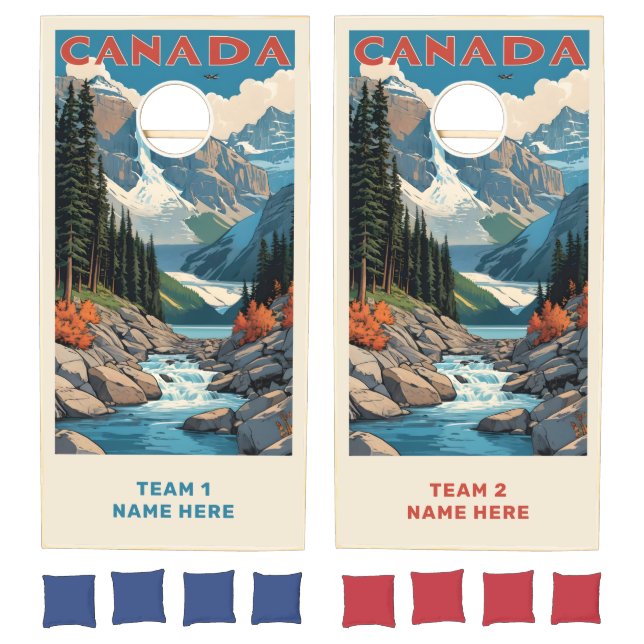 Custom Name Canada Travel Poster Cornhole Set (Set)
