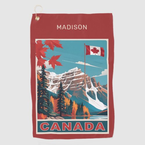 Custom Name Canada Travel Poster Golf Towel
